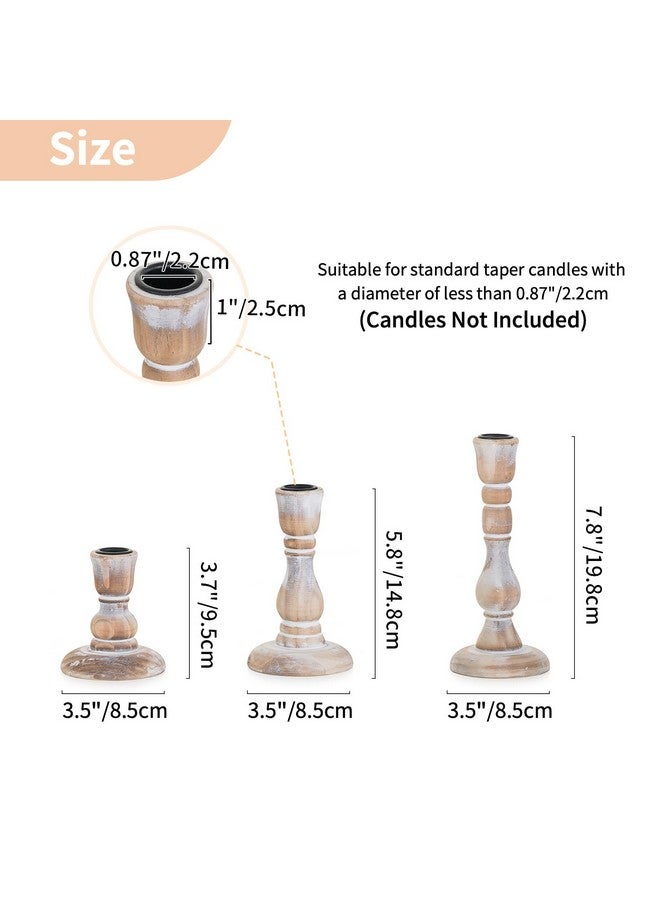 NUPTIO Taper Candle Holders Wood: Set of 3 Rustic Wooden Candlestick Holder - Vintage Candles Stick Tapered Holder for Wedding Birthday Party Holiday Christmas Home Table Decor - Image 5