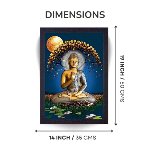 Masstone Buddha Painting for Living Room | Lord Buddha Painting with Frame 50X35 CM | Gautam Buddha Wall Painting | Wall Paintings for Home Decoration - Image 2