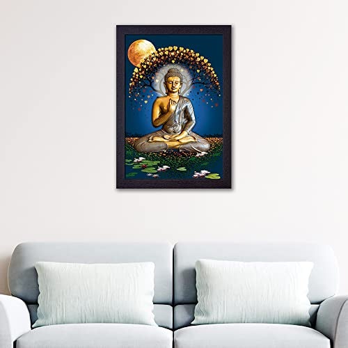 Masstone Buddha Painting for Living Room | Lord Buddha Painting with Frame 50X35 CM | Gautam Buddha Wall Painting | Wall Paintings for Home Decoration - Image 4