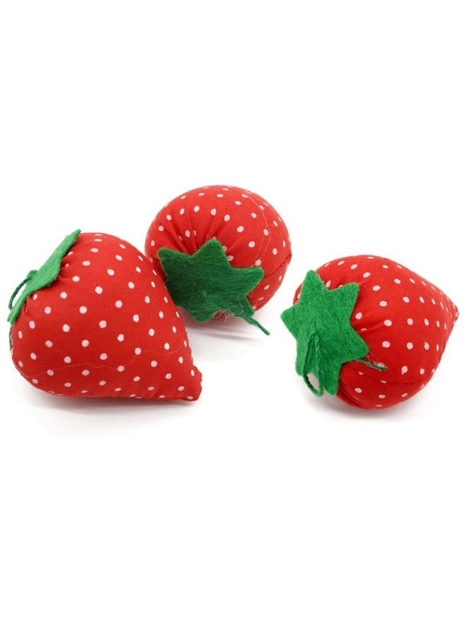 bouti1583 3PCS Strawberry Shaped Needle Pin Cushion DIY Handcraft Tool for Cross Stitch Sewing Home Sewing Needle Pin Cushion Pillow Pincushion - Image 1