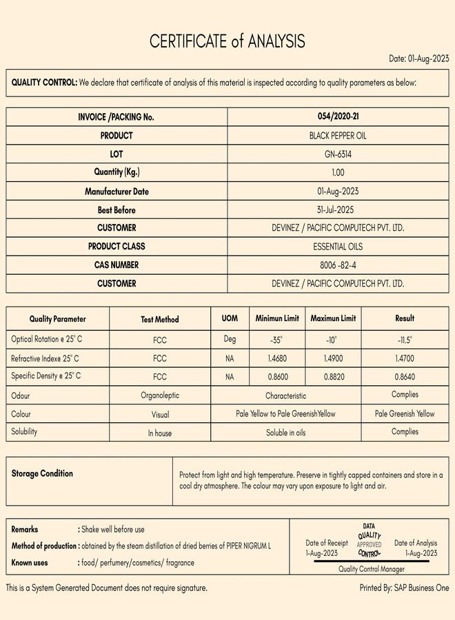 Devinez Black Pepper Essential Oil, 100% Pure, Natural & Undiluted, 50ml in Glass Bottle - Relieves Aches and Pain, Massage, Reduce Tension, Aromatherapy & Natural Remedies - Image 3