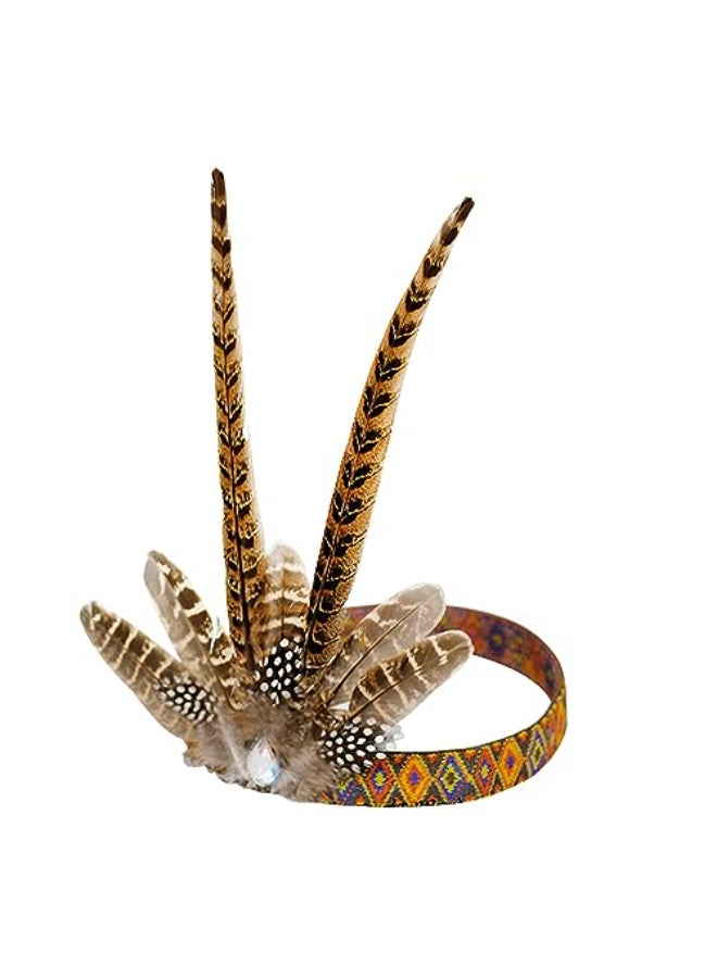 NICEYST Feather Headdress Headband Native American Indian Style Headwear Chief Costume Hair Accessories Handmade Headpiece for Thanksgiving Halloween Carnival Style 1 - Image 3