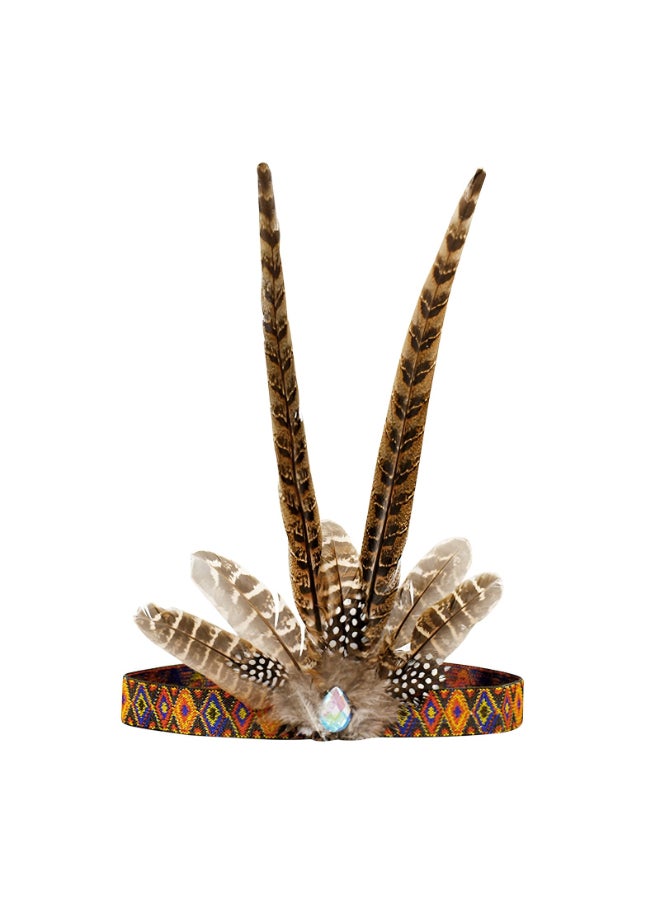 NICEYST Feather Headdress Headband Native American Indian Style Headwear Chief Costume Hair Accessories Handmade Headpiece for Thanksgiving Halloween Carnival Style 1 - Image 2