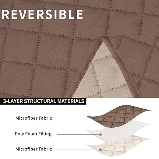 BLESSING PET SUPPLY Recliner Sofa Cover with Console Couch Cover for Living Room Anti Slip Bottom Split Sofa Cover for Each Seat with Elastic Straps for Kids Dogs Pets 3 Seater Recliner Brown - Image 3