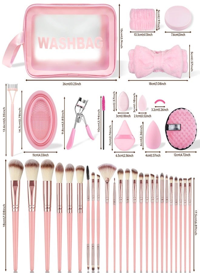 Grnheat 73PCS Makeup Brushes, Makeup Brush Set Professional Makeup Kit Multi-functional Makeup Tool Set with Case Facial Makeup Accessories,Brush Set Eye & Makeup Sponge(Pink) - Image 2