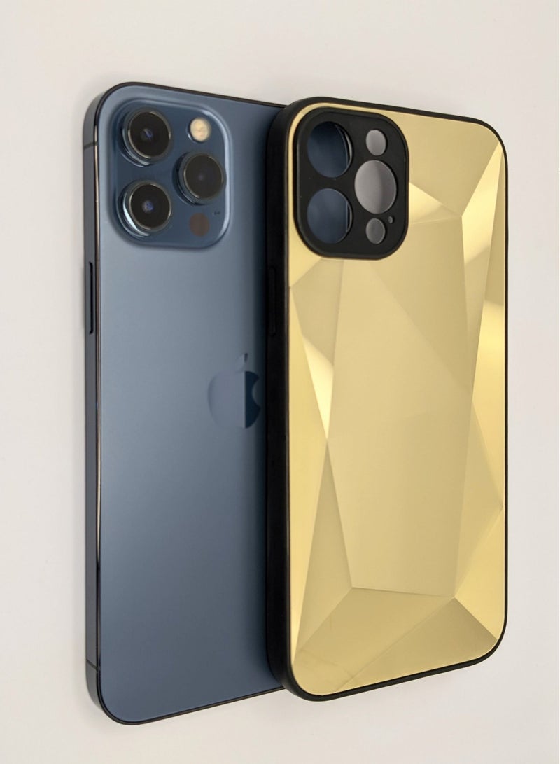 HEXABEX حافظة آيفون 13 برو، حافظة هاتف مرآة ماسية واقية لآيفون 13 برو ذهبية - Image 2