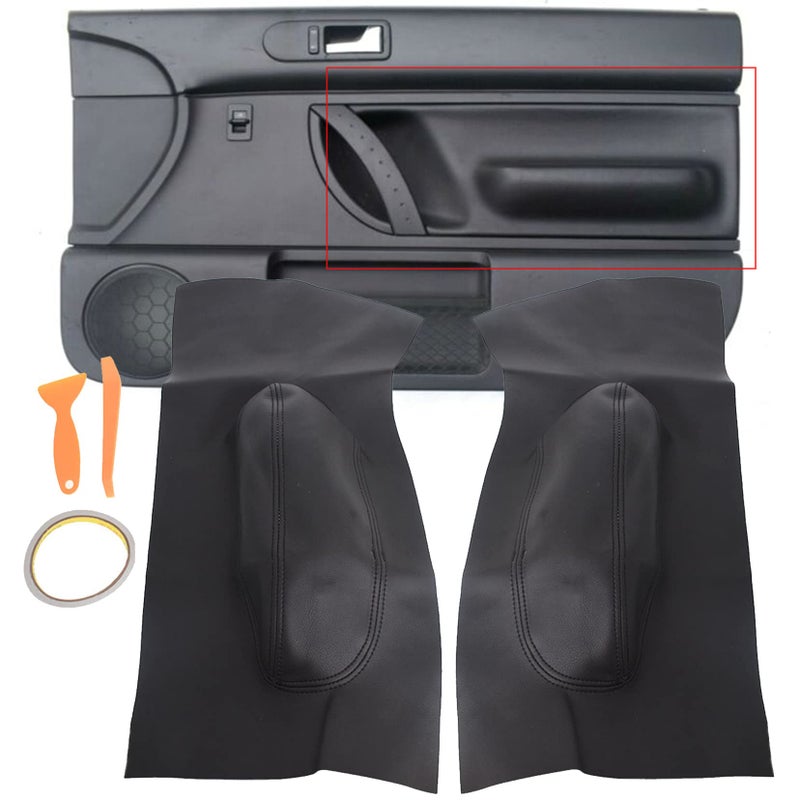 SEBLAFF 1Pair Black Door Panel Synthetic Leather Insert Cards Cover Replacement for Beetle 19982010