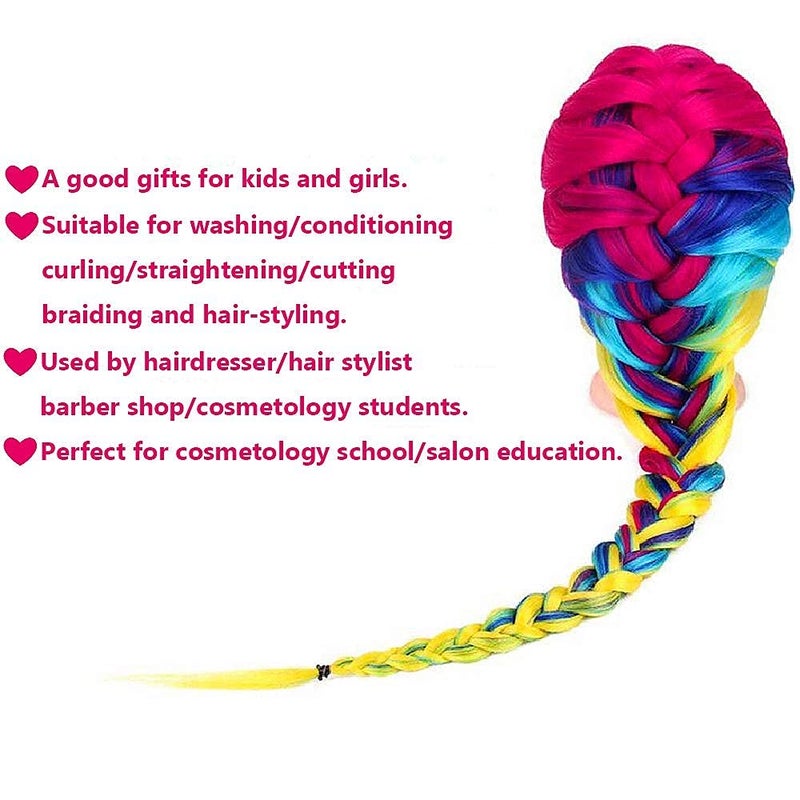 headdoll Training Head 26-28 Inch Mannequin Head Hair Styling Manikin Cosmetology Doll Head Hairdressing for Styling Dye Cutting Braiding Practice Head Synthetic Fiber Hair and Free Table Clamp Stand - Image 4