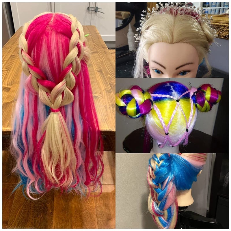headdoll Training Head 26-28 Inch Mannequin Head Hair Styling Manikin Cosmetology Doll Head Hairdressing for Styling Dye Cutting Braiding Practice Head Synthetic Fiber Hair and Free Table Clamp Stand - Image 5