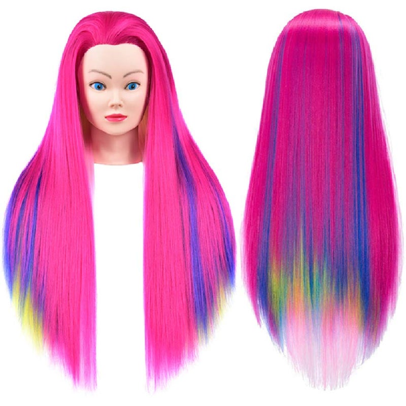 headdoll Training Head 26-28 Inch Mannequin Head Hair Styling Manikin Cosmetology Doll Head Hairdressing for Styling Dye Cutting Braiding Practice Head Synthetic Fiber Hair and Free Table Clamp Stand - Image 2