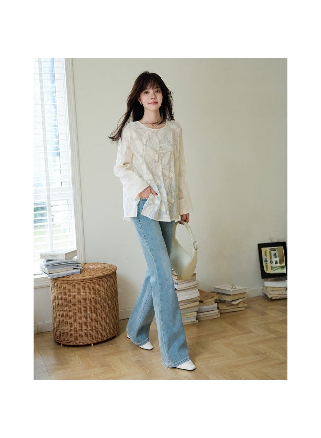 Mt Spring New Chinese Style National Fashion Embroidered Button-up Shirt, Round Neck Breathable Blouse, Women's Top - Image 3