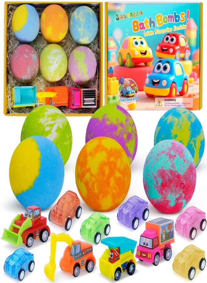 Santrela Bath Bombs for Kids with Toys Inside, 6 Pack Kids Bath Bombs with Surprise Car Bath Toys for Boys Girls, Fizzy Bubble Bath Ball Includes Pull-Back Vehicles Cars, Gift for Birthday Halloween Christmas - Image 1