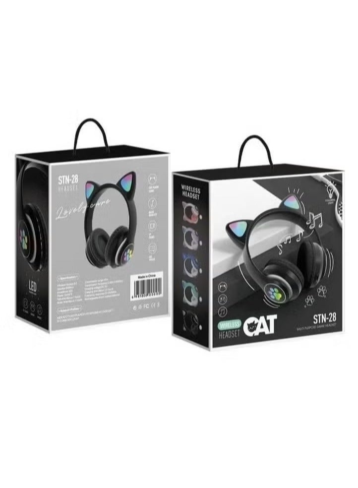 JAJEEK Cat Ear RGB Wireless Headphones STN-28 – Fashionable Bluetooth Headphones with LED Light-Up Cat Ears, Premium Sound, Comfortable Over-Ear Design, and Long Battery Life for Gaming, Music, and Everyday Use - Image 2