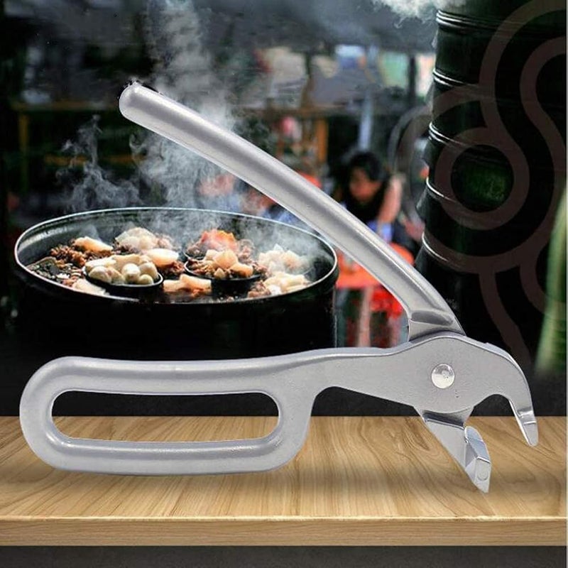 TIKATARER Aluminum Alloy Pizza Tongs, Heavy Duty Non Slip Spring Loaded Kitchen Tongs for Lifting Hot Dishes, with Anti Scratch Design for Microwave Oven (Silver) - Image 3