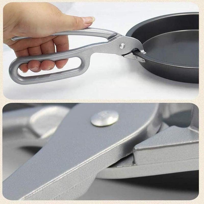 TIKATARER Aluminum Alloy Pizza Tongs, Heavy Duty Non Slip Spring Loaded Kitchen Tongs for Lifting Hot Dishes, with Anti Scratch Design for Microwave Oven (Silver) - Image 4