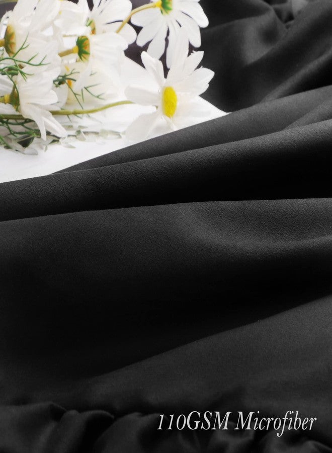 PiccoCasa Ruffled Pillow Shams Set of 2, Soft Breathable Pillow Covers with Envelope Closure, 100% Brushed Microfiber Pillow Case Standard Black - Image 4