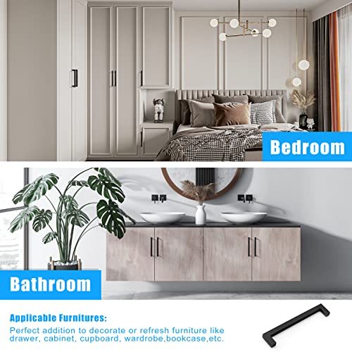 KNOBWELL 10 Pack 6-1/4" Matte Black Stainless Steel Kitchen Cabinet Handles, Cabinet Pulls Square T Bar Cupboard Door Handles, 6-1/4" Hole Spacing, Bathroom Vanity Handles - Image 3