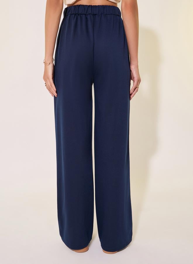 Take Two Solid Mid-Rise Wide Leg Pants with Pintuck Detail  - Image 4