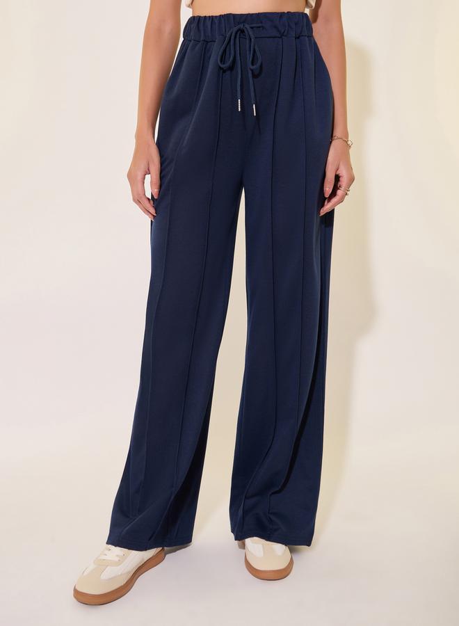 Take Two Solid Mid-Rise Wide Leg Pants with Pintuck Detail  - Image 2