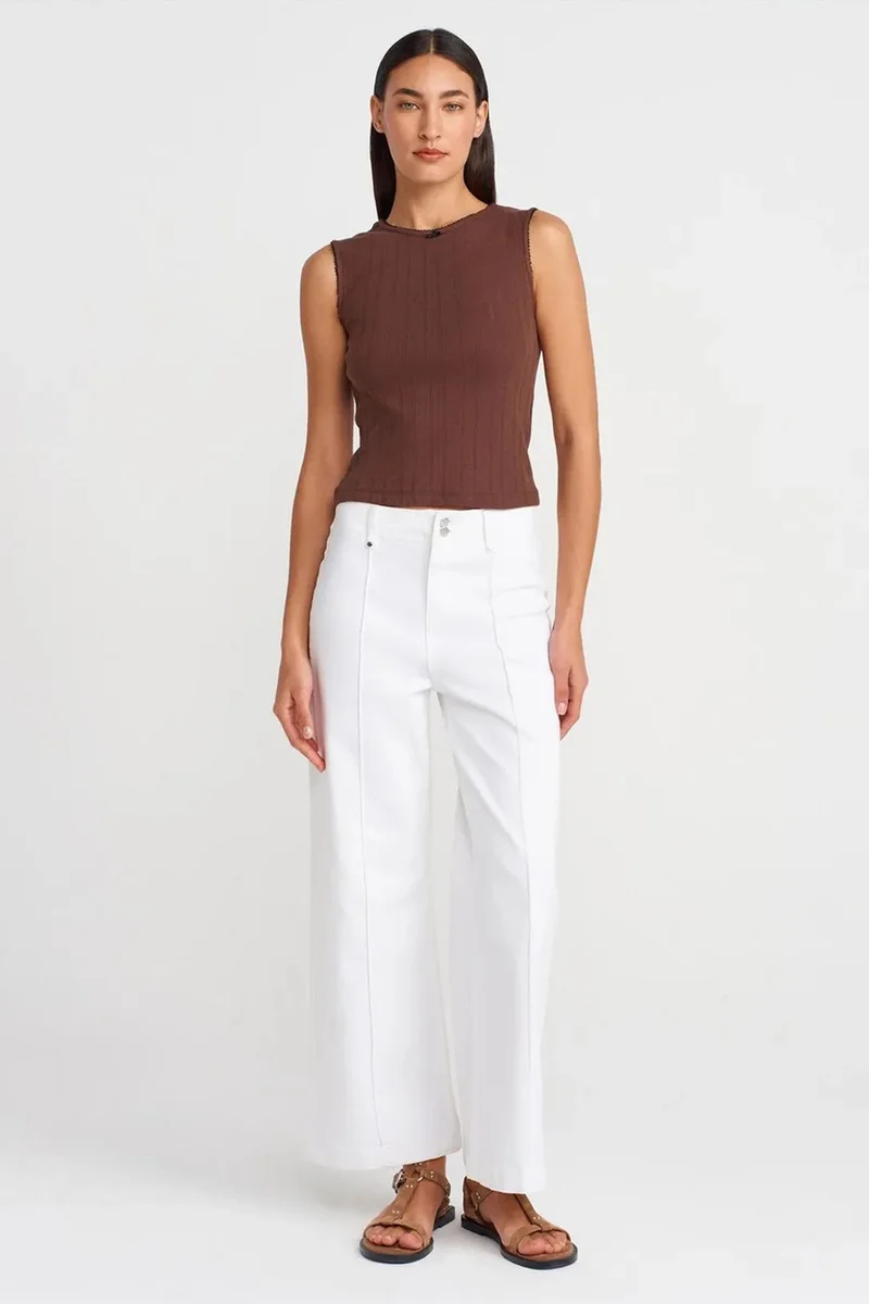 Dilvin Chestnut Brown DILVIN Women's Sleeveless Ribbed Cotton Vest for Women | Best Price UAE