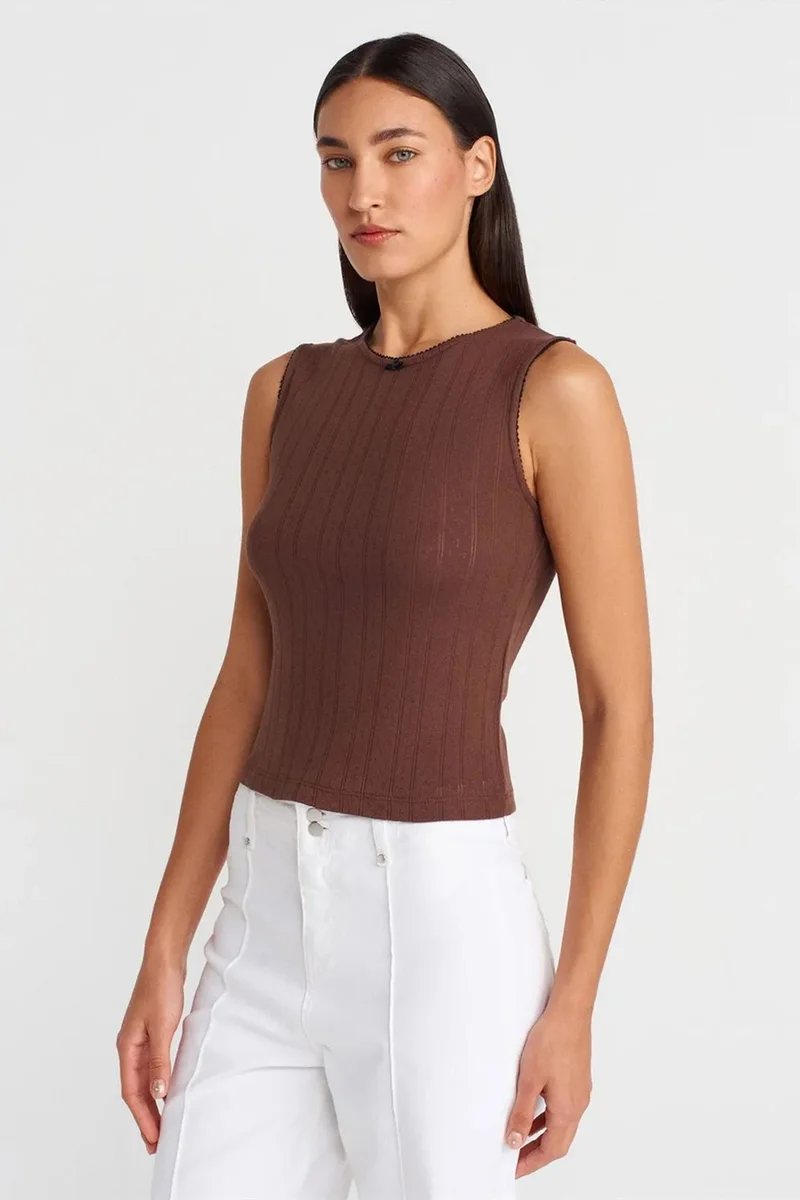 Dilvin Chestnut Brown DILVIN Women's Sleeveless Ribbed Cotton Vest for Women | Best Price UAE