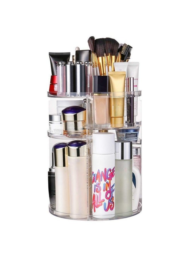 INOVERA (LABEL) INOVERA (LABEL) Cosmetic Makeup Organizer for Women, Bride & Girls - 360 Rotating Storage Organiser Box - Dressing table Vanity Case Holder for Lipsticks, Skincare Kit & Brushes Set - Transparent  - Image 1