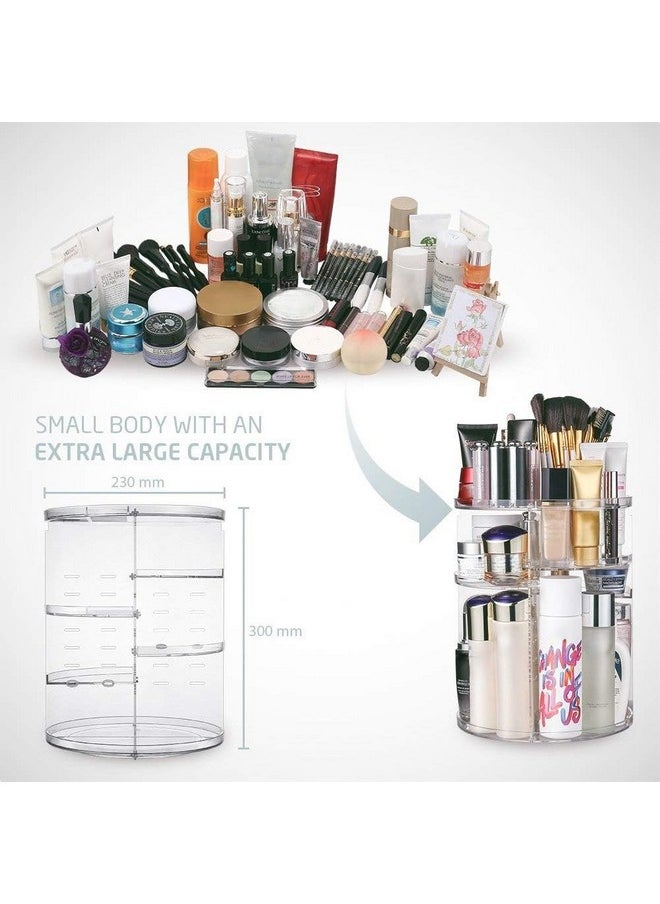 INOVERA (LABEL) INOVERA (LABEL) Cosmetic Makeup Organizer for Women, Bride & Girls - 360 Rotating Storage Organiser Box - Dressing table Vanity Case Holder for Lipsticks, Skincare Kit & Brushes Set - Transparent  - Image 2