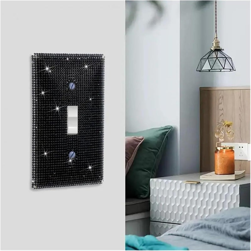 Light Switch Cover 4Pcs Rhinestone Outlet Wall Plate Single Toggle Light Switch Plate Home Office Living Room Bathroom Kitchen Decorative Receptacl(Pink) - Image 4