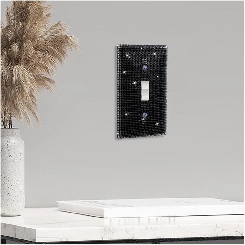 Light Switch Cover 4Pcs Rhinestone Outlet Wall Plate Single Toggle Light Switch Plate Home Office Living Room Bathroom Kitchen Decorative Receptacl(Pink) - Image 3
