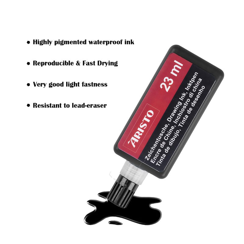Aristo قلم رسم تقني أريستو 0.2 مم 0.4 مم 0.6 مم | قلم رصاص ميكانيكي بقضيب قفل 0.5 مم | رؤوس احتياطية | حبر رسم 23 مل - Image 3