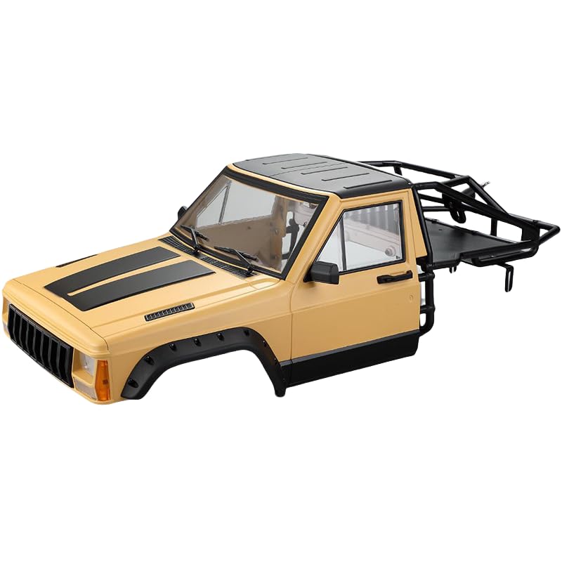 YSKMLOLP 110 RC Hard Shell Cab BackHalf Cage Body Shell Kit for 110 RC Crawler TRX4 SCX10 90046 AT4 GEN 8 Scout II313mm Wheelbase Cherokee Upgrade and Modify Desert Yellow - Image 1