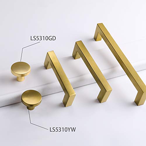 goldenwarm 10 Pack Brushed Brass Cabinet Knobs for Modern Kitchen Hardware Handles Gold Round Drawer Knob for Closet Bifold Cabinets Pulls,1.27 Inch - Image 3