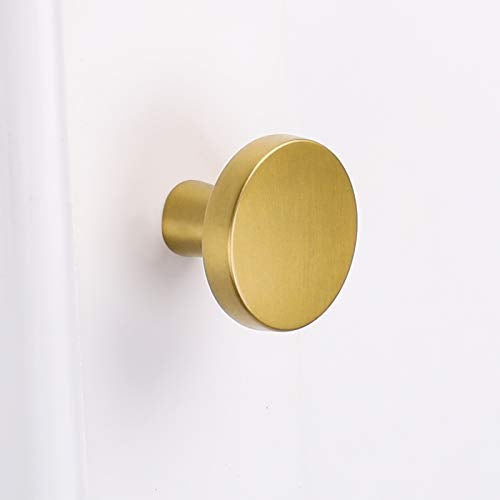 goldenwarm 10 Pack Brushed Brass Cabinet Knobs for Modern Kitchen Hardware Handles Gold Round Drawer Knob for Closet Bifold Cabinets Pulls,1.27 Inch - Image 4