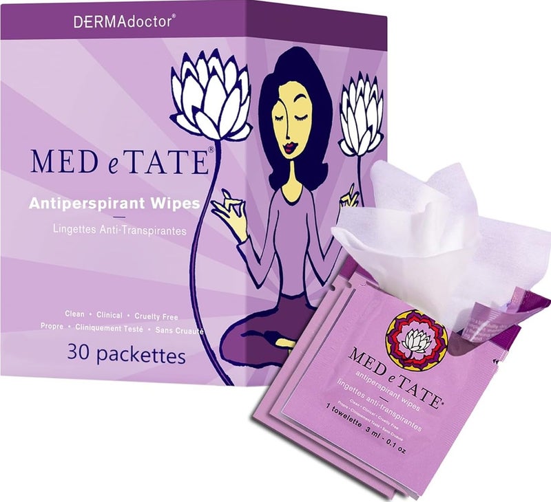 DERMAdoctor Antiperspirant Wipes - Deodorant Wipes, Dermatologist Formulated Hyperhidrosis Treatment for Body Hands Feet | Anti Sweat Wipe, Foot deodorant, Individually Wrapped - 30 Count - Image 1