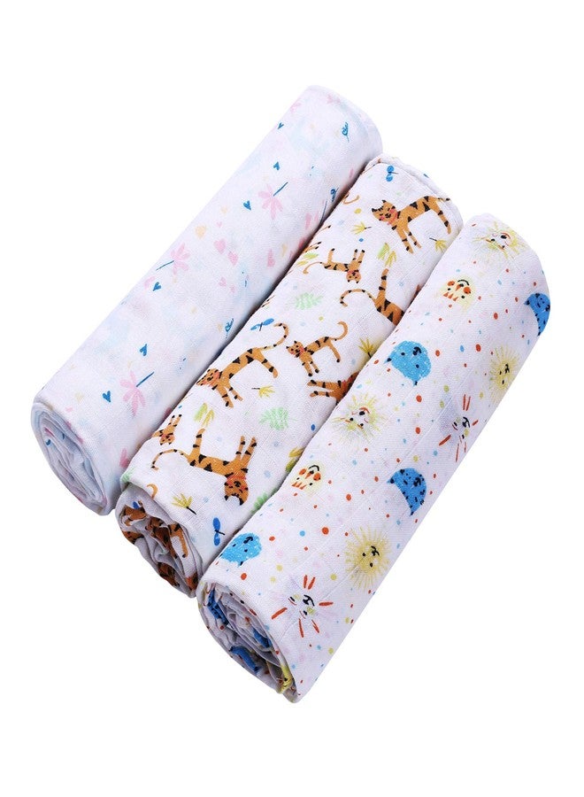 PrimeBox Organic Bamboo Cotton Swaddles Wrap Muslin Cloth for Infant Kids New Born Baby Set of 3 pcs 100 * 100 Cm - Image 1