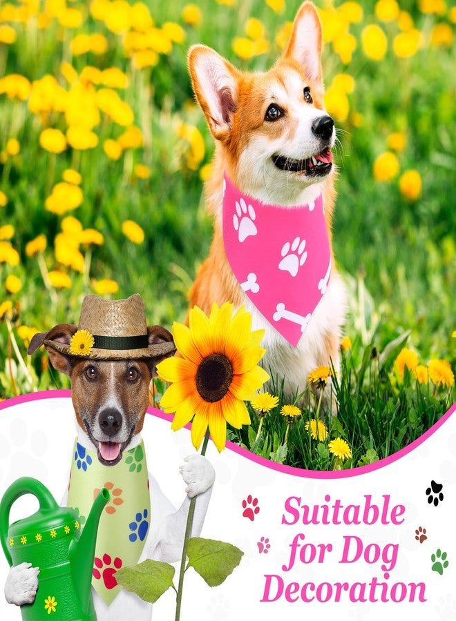 Abbylike 100 Pieces Dog Paw Print Dog Bandanas Bulk Dog Bandanas for Dogs Dog Kerchief Set Bibs Triangle Dog Scarf with Dog Paw Patterns for Daily Pet Costume Accessories Decoration - Image 2
