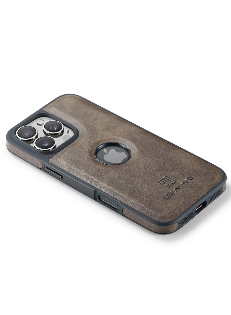 DGMING Case Cover Premium Leather Back with Logo CutOut Shockproof Compatible with Iphone 16 Pro  (Coffe) - Image 3