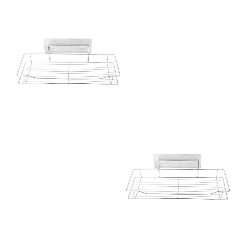 2 Sets Nail-free Wall-mounted Kitchen Stainless Steel Storage Rack ( ) - Image 1