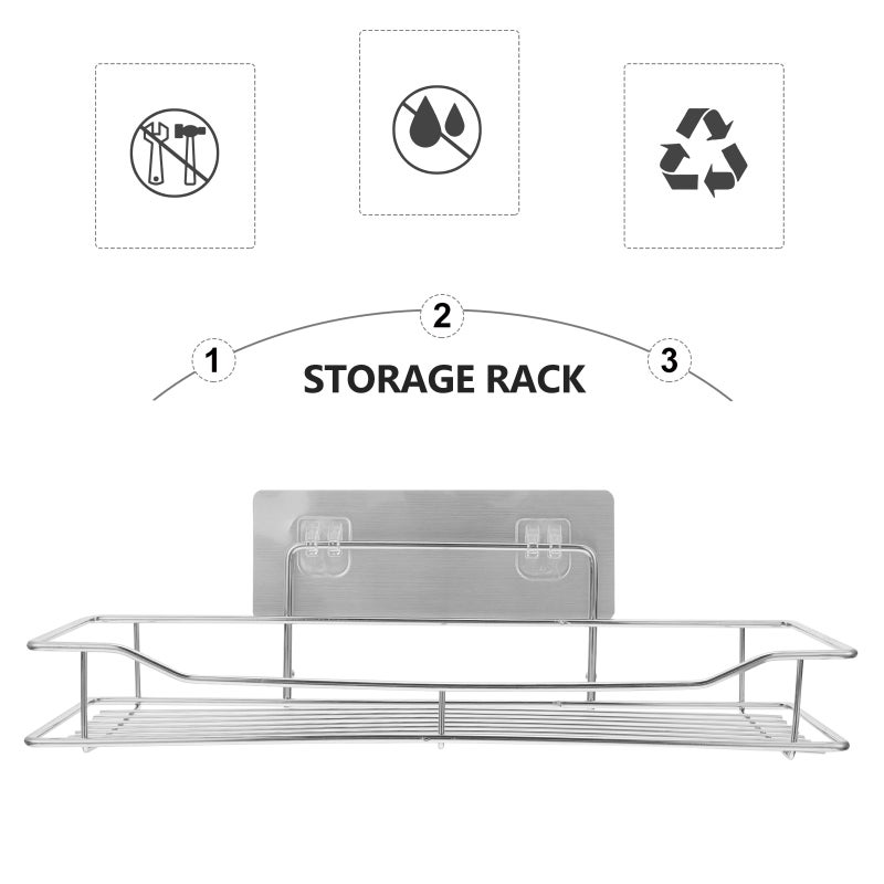 2 Sets Nail-free Wall-mounted Kitchen Stainless Steel Storage Rack ( ) - Image 2