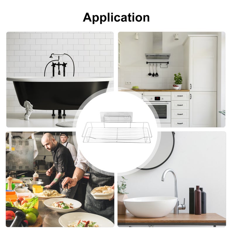 2 Sets Nail-free Wall-mounted Kitchen Stainless Steel Storage Rack ( ) - Image 5