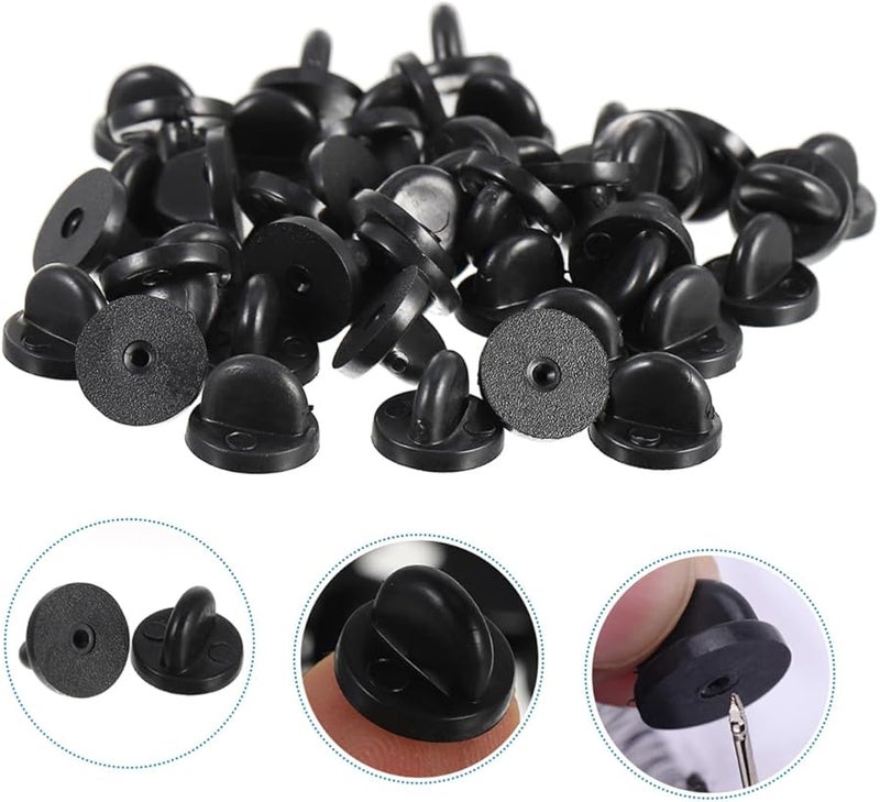 Black Rubber Clutch Back Pin Keepers 200pcs for Jewelry Making DIY Crafts - Image 3