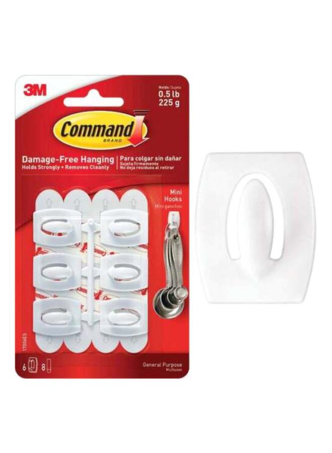3M Command 6-Piece Mini Hooks with 8 Strips White 17006ES - Image 2