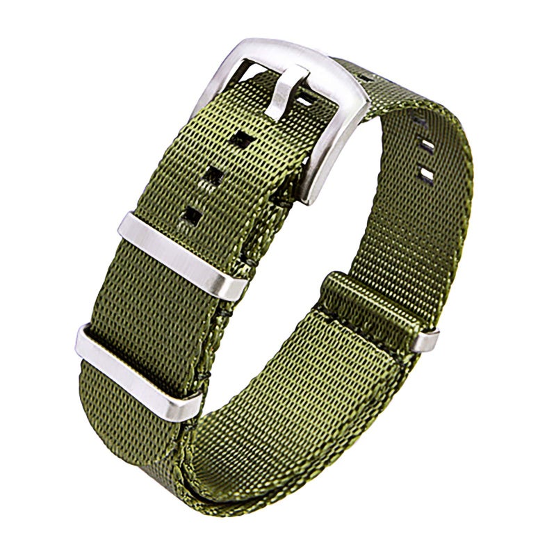 Ritche Military Ballistic Nylon Watch Strap with Heavy Buckle 18mm 20mm 22mm Premium Nylon Watch Bands for Men Women, Army Green / Black, 20mm, Military,Army - Image 1