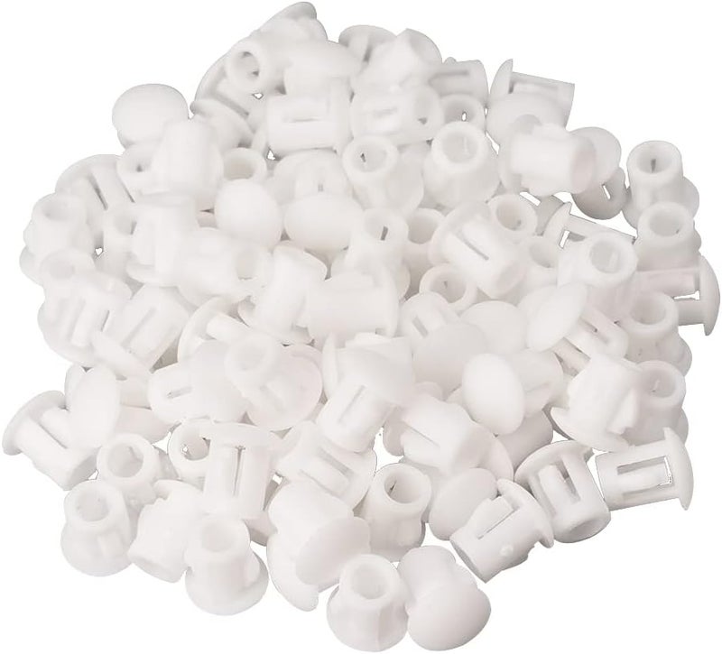 Alamic Hole Plugs 3/16" Plastic Flush Type Hole Plugs Snap in Locking Hole Tube Screw Caps Drilling Cover Plugs Fastener Covers for Kitchen Cabinet Furniture White 100 Pack - Image 1