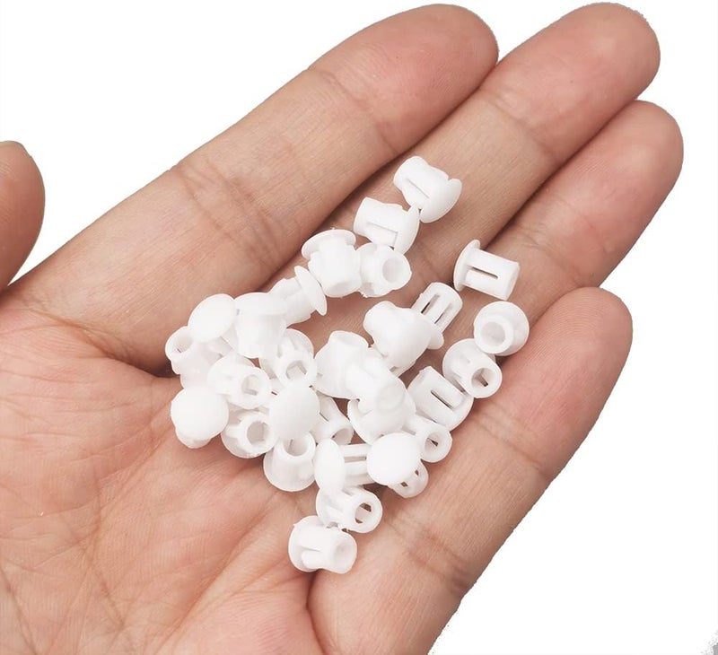 Alamic Hole Plugs 3/16" Plastic Flush Type Hole Plugs Snap in Locking Hole Tube Screw Caps Drilling Cover Plugs Fastener Covers for Kitchen Cabinet Furniture White 100 Pack - Image 4