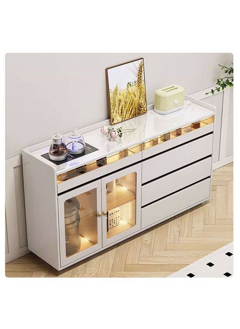AWD - Sideboard Buffet Cabinet with Storage 5 Drawers and 2 Glass Doors Sideboard with Glass Display and LED Lights Multi-Purpose Coffee Bar Table for Kitchen Dining and Living Room - Image 1