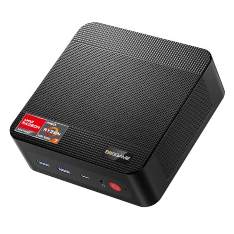 P4 Office-Gaming-Mini PC، وحدة واحدة، للاستخدام المكتبي والألعاب، هيكل من سبائك الألومنيوم، تبريد عالي الأداء وضوضاء منخفضة، أسود، Ryzen 7 5700U حتى 4.5 جيجا هرتز مع ذاكرة وصول عشوائي DDR4 بسعة 16 جيجابايت ومحرك أقراص NVMe SSD بسعة 512 جيجابايت - Image 1