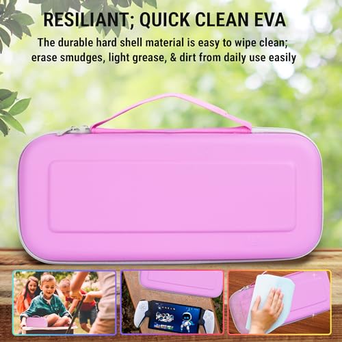 Orzly Carry Case designed for Playstation Portal remote player for PS5 Console holds accessories, Travel and Storage Protection for headset charger and more PINK/GREY - Gift box edition - Image 3