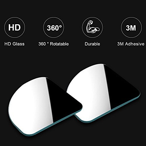 POMFW Blind Spot Mirror, 2 inch Rearview Convex Side Mirrors for Cars SUV Truck Van Stick on 3M Adhesive, Rear View HD Glass Frameless Sway Rotate adjustable Wide Angle 2PCS (Sector) - Image 2