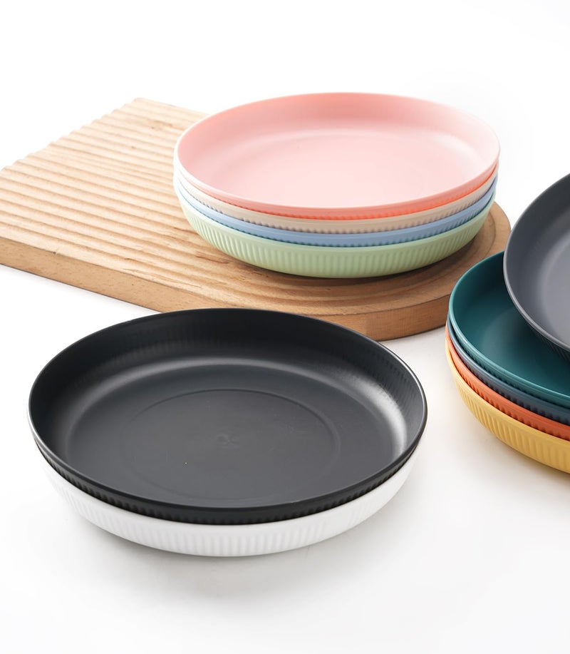 Clovis Wheat Straw Plates - Lightweight Unbreakable Dinner Dishes Plates Set Dishwasher & Microwave Safe, 9 inch Reusable Large Plates, Easy to Clean, BPA Free(Random Color, Set of 4) - Image 3